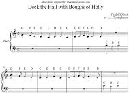 piano sheet music with letters