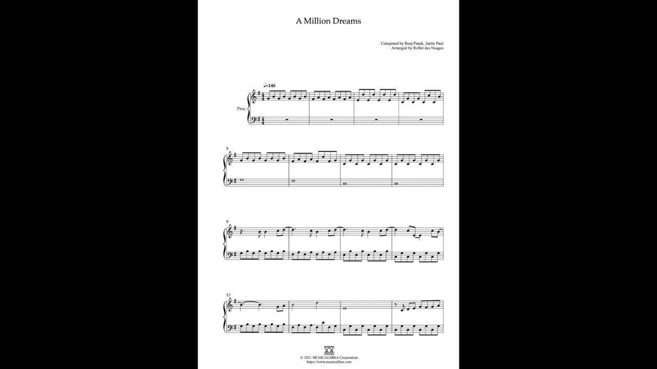 a million dreams piano sheet music
