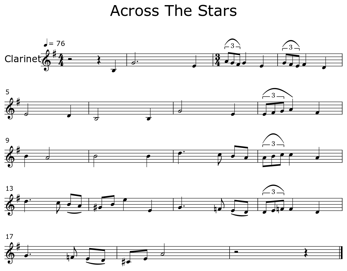 across the stars piano sheet music