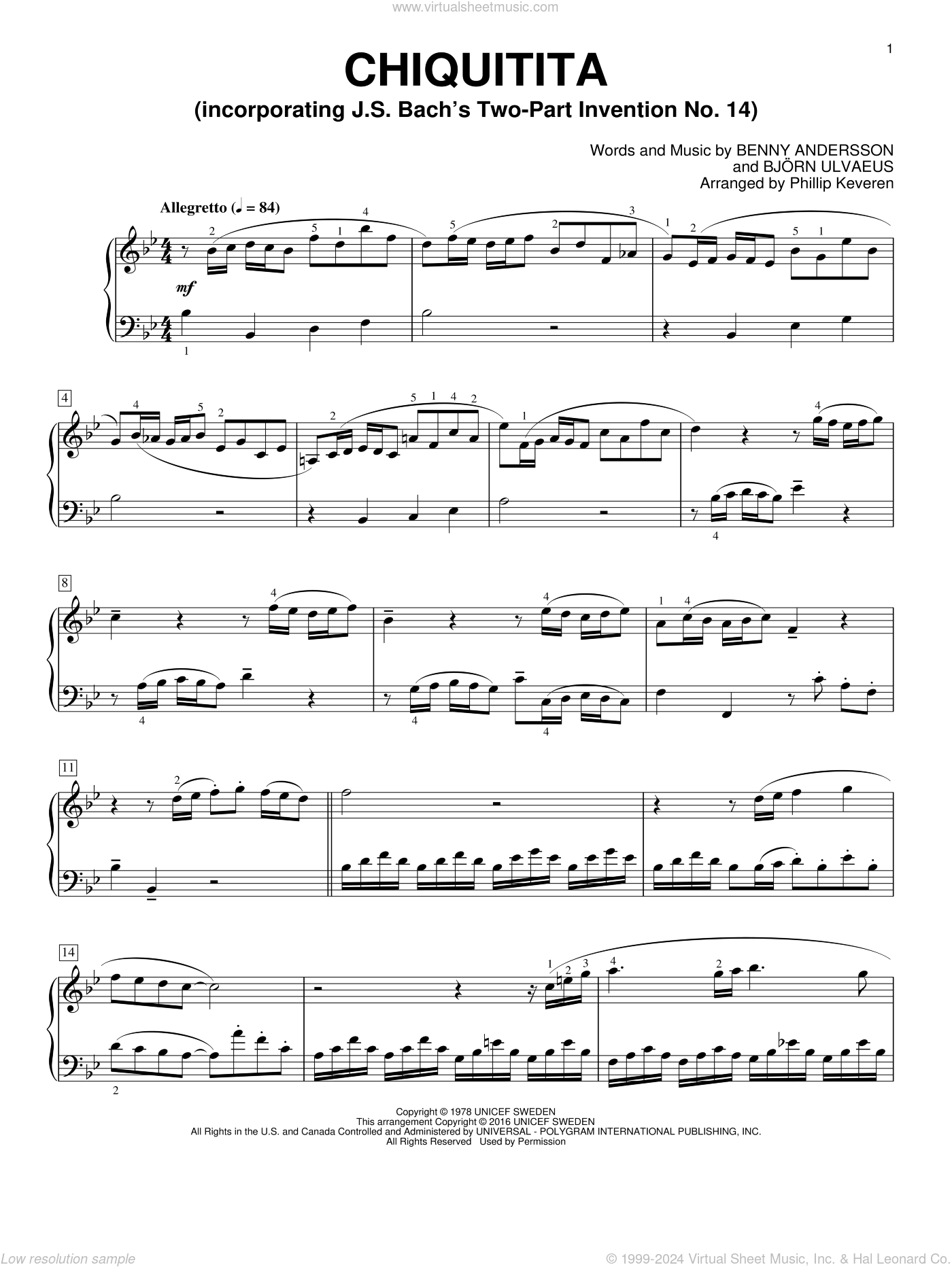 chiquitita piano sheet music