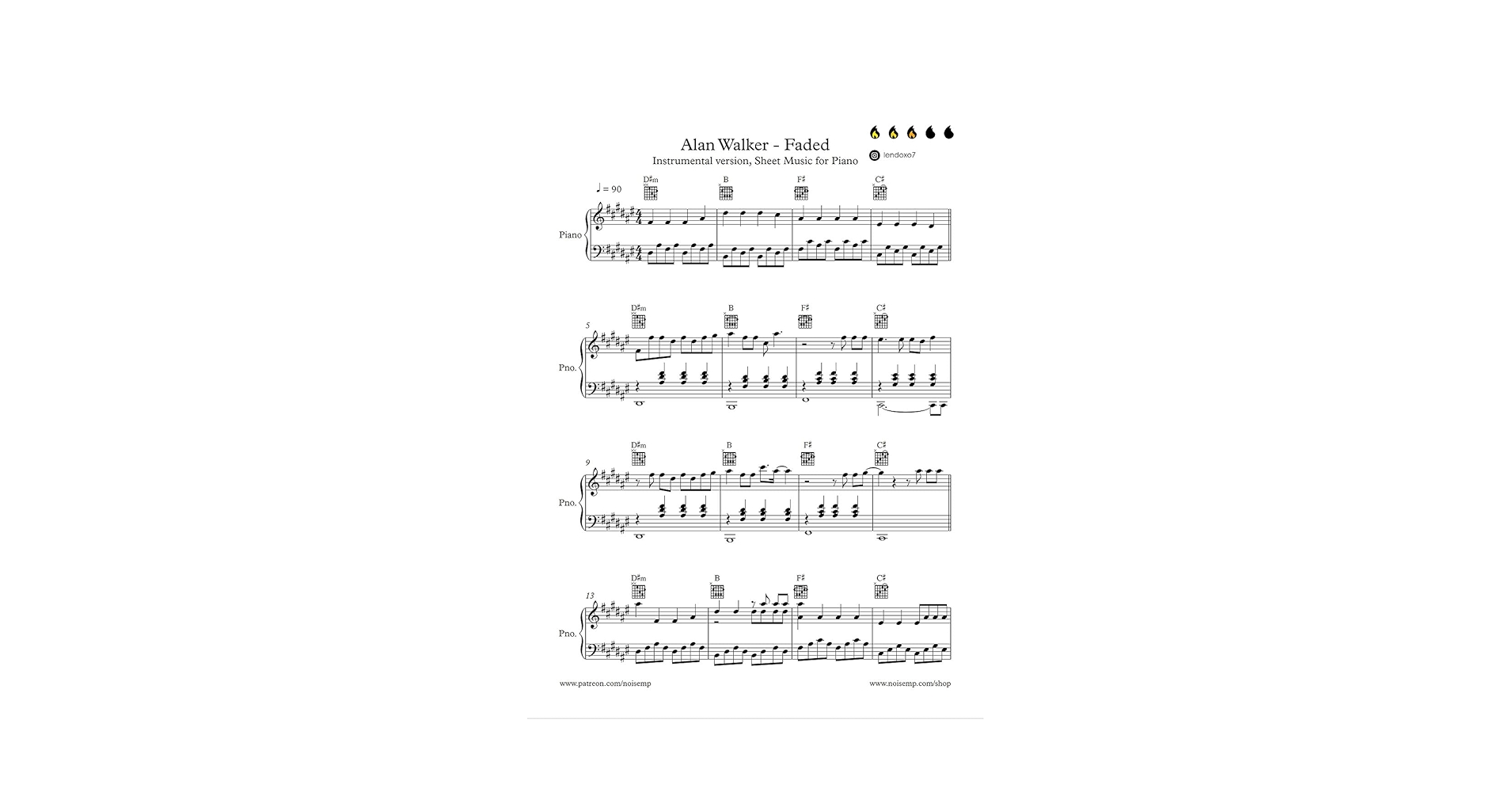 faded piano sheet music