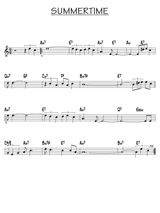 summertime piano sheet music