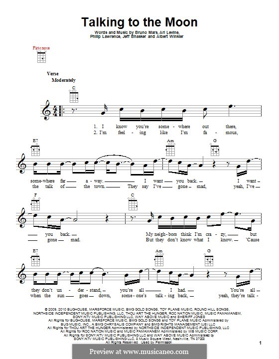 talking to the moon piano sheet music