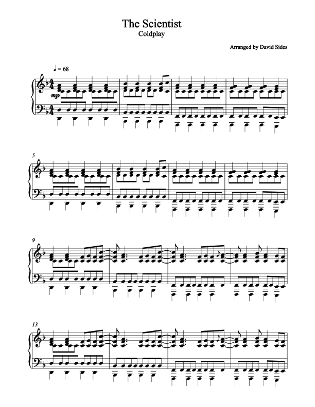 the scientist piano sheet