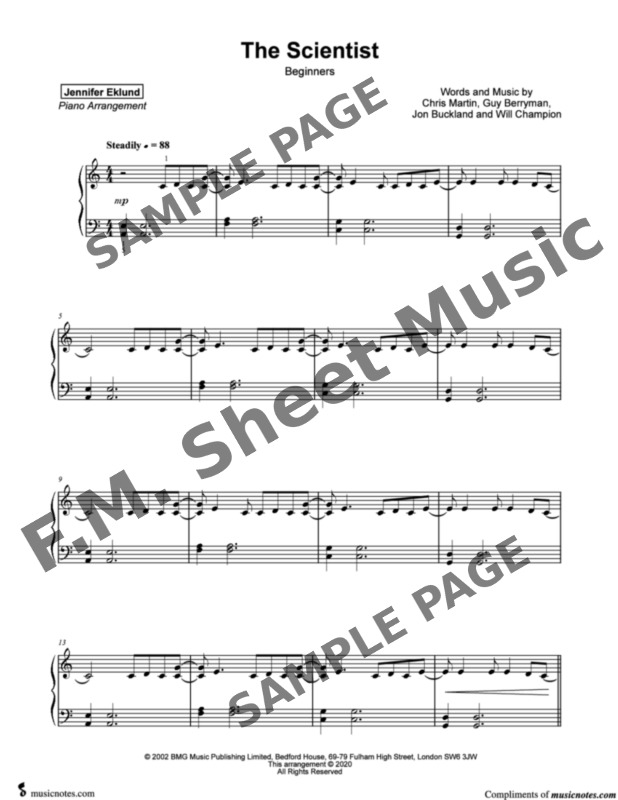the scientist piano sheet music