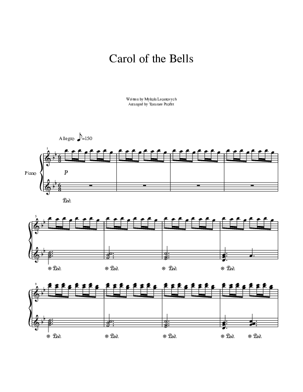 carol of the bells piano notes