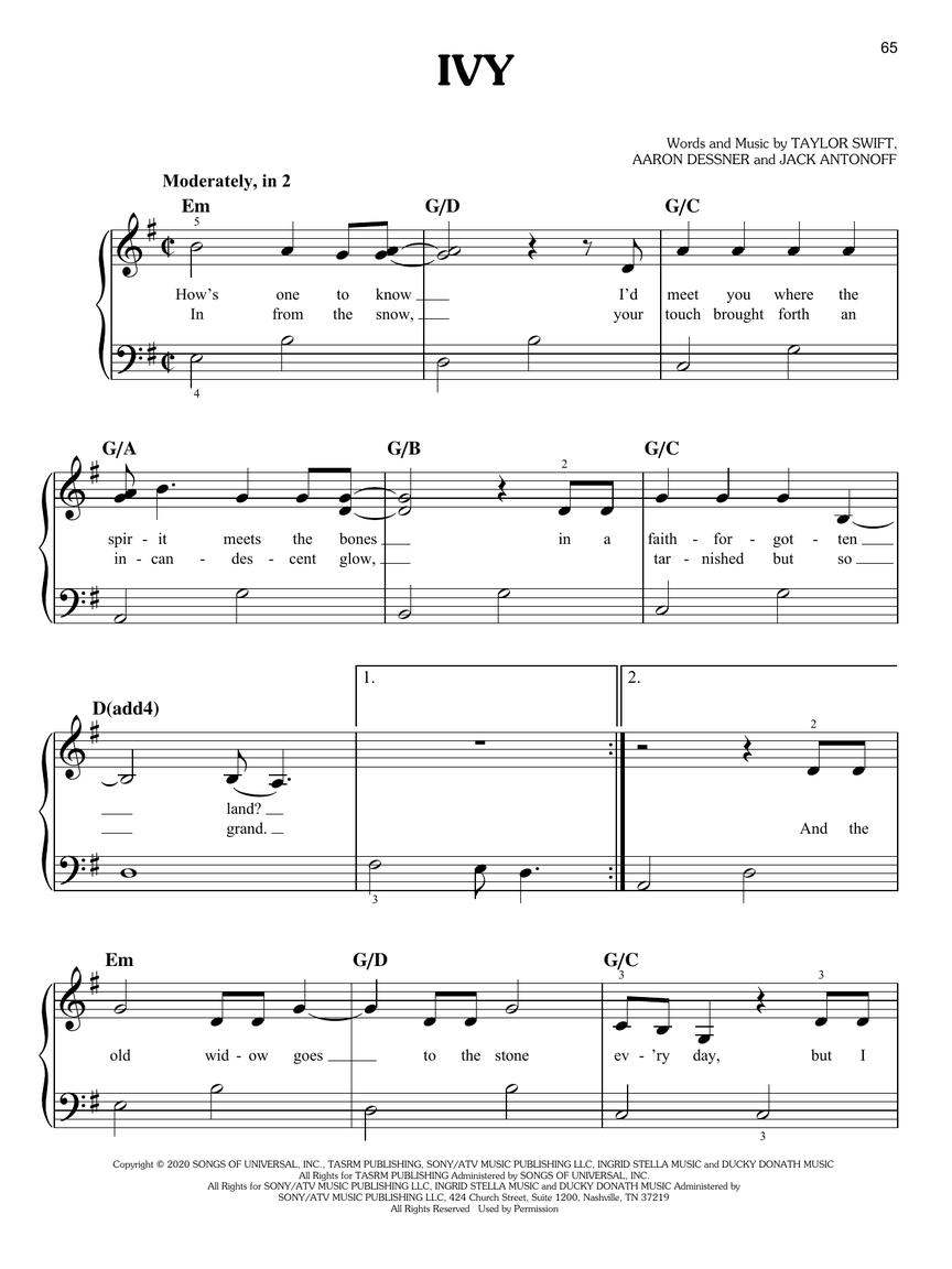 evermore piano sheet music