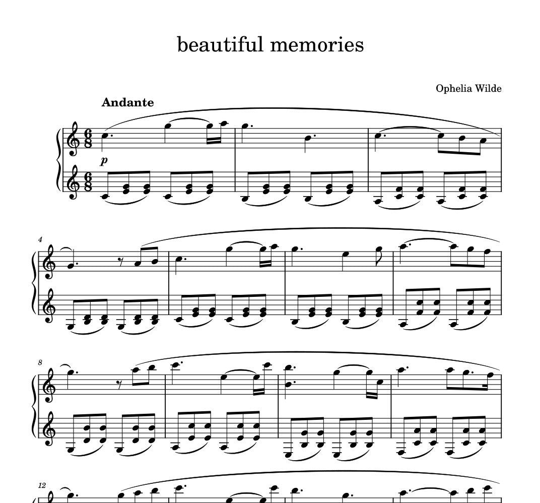 memories piano sheet