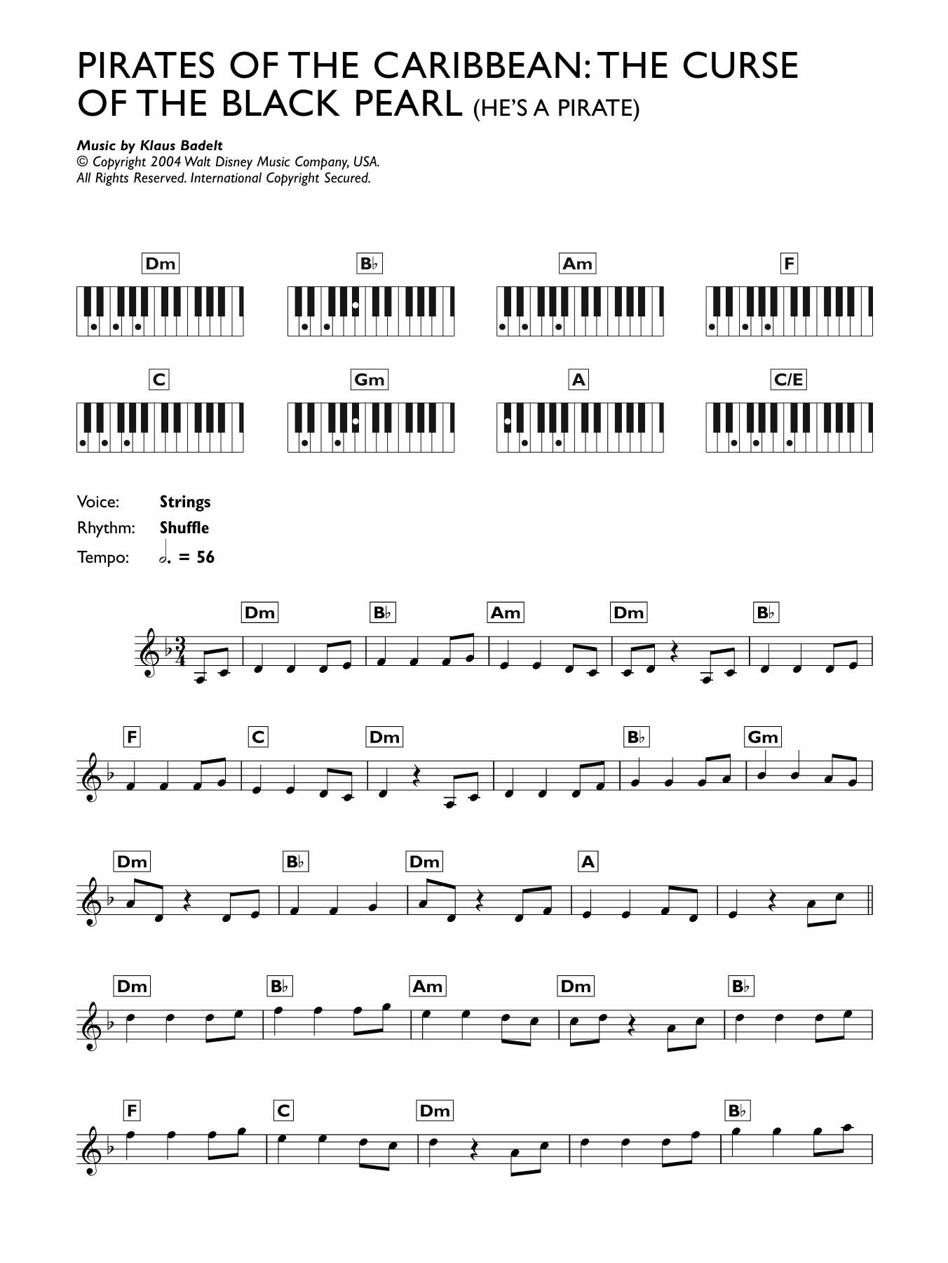 pirates of the caribbean piano sheet