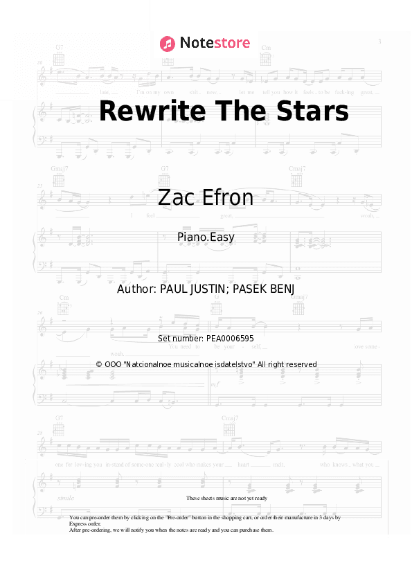 rewrite the stars piano sheet music