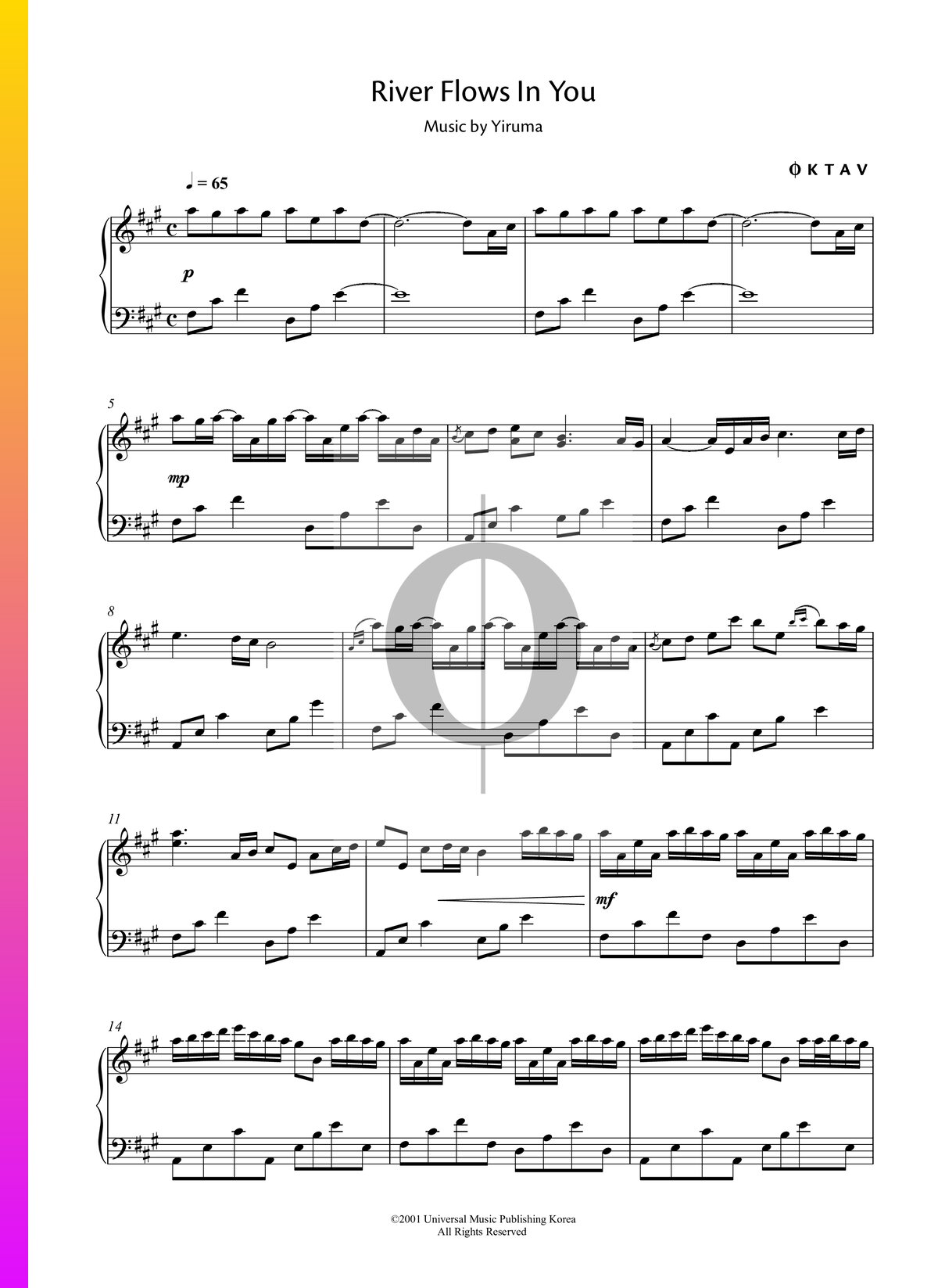 yiruma river flows in you piano sheet music