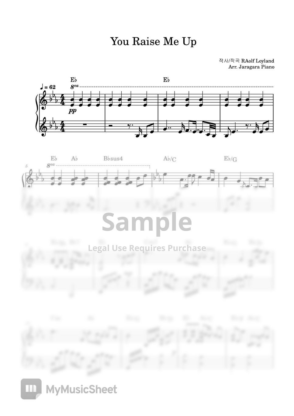 you raise me up piano sheet