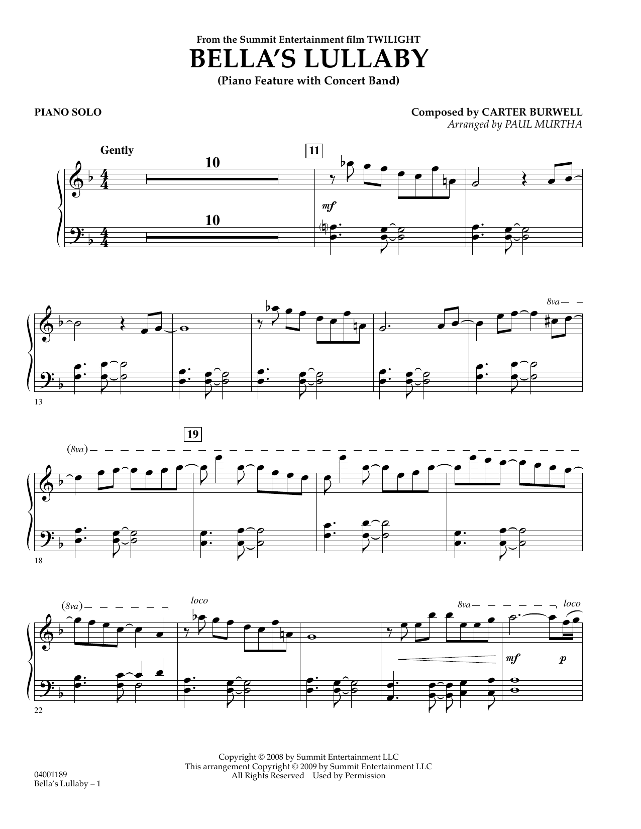 bella's lullaby piano sheet music