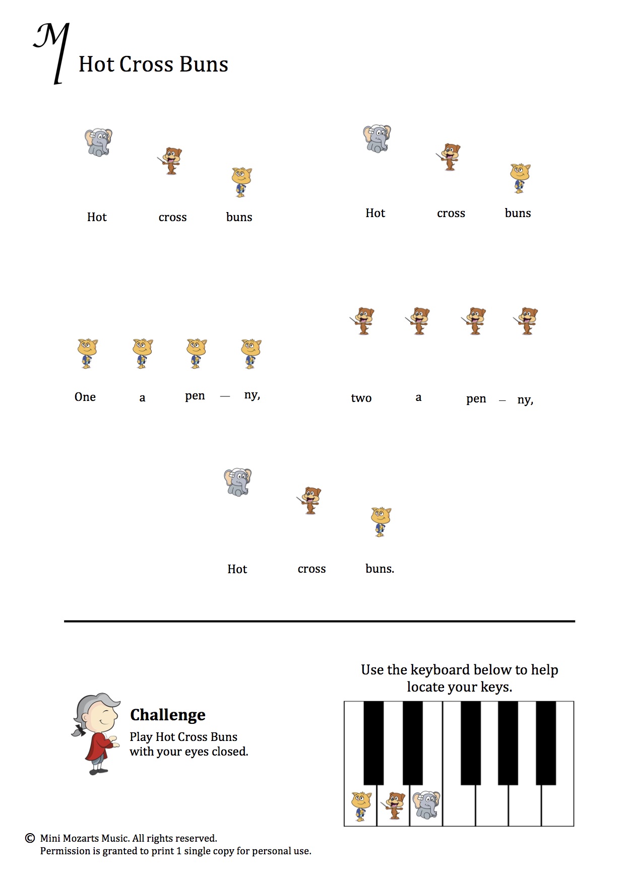 hot cross buns piano sheet music