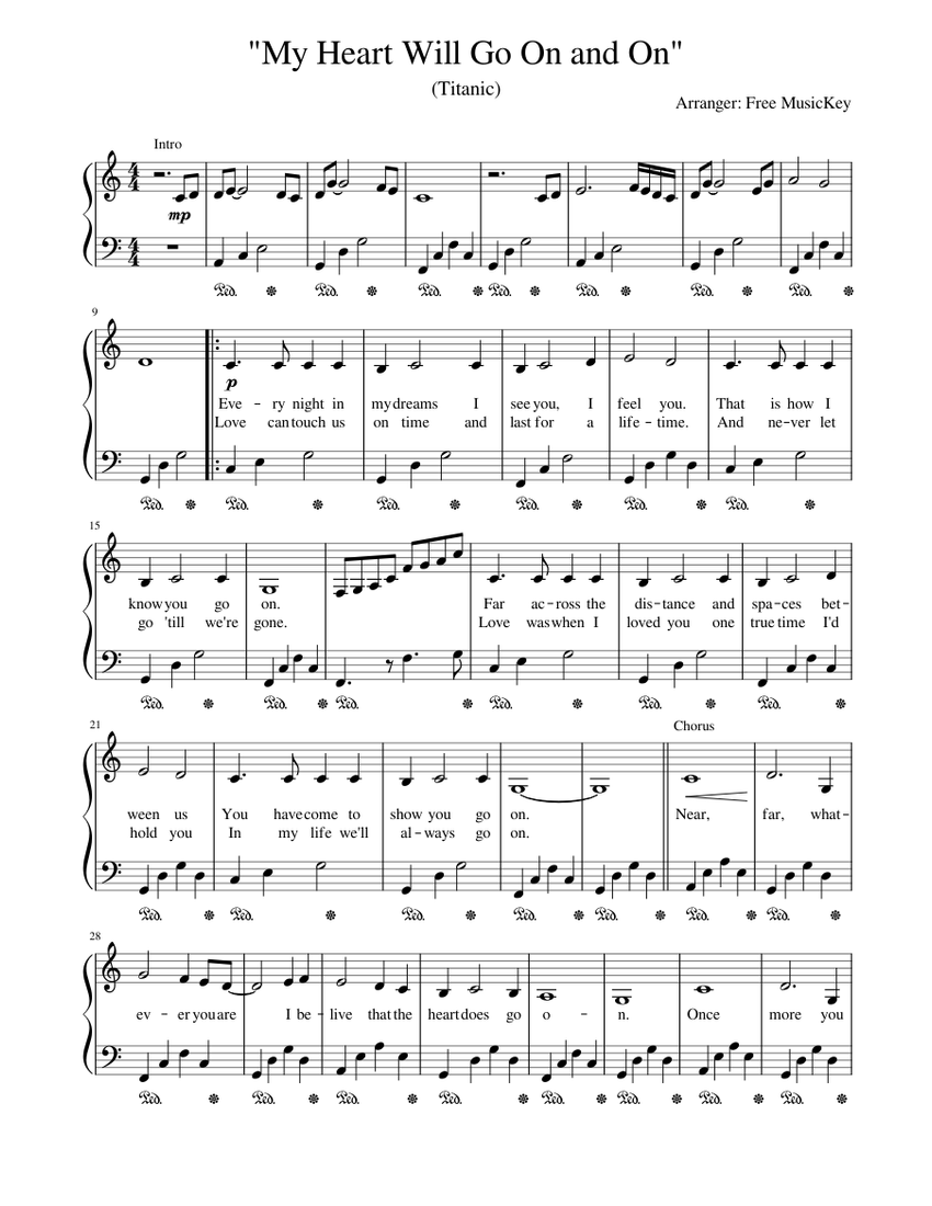 titanic piano sheet music