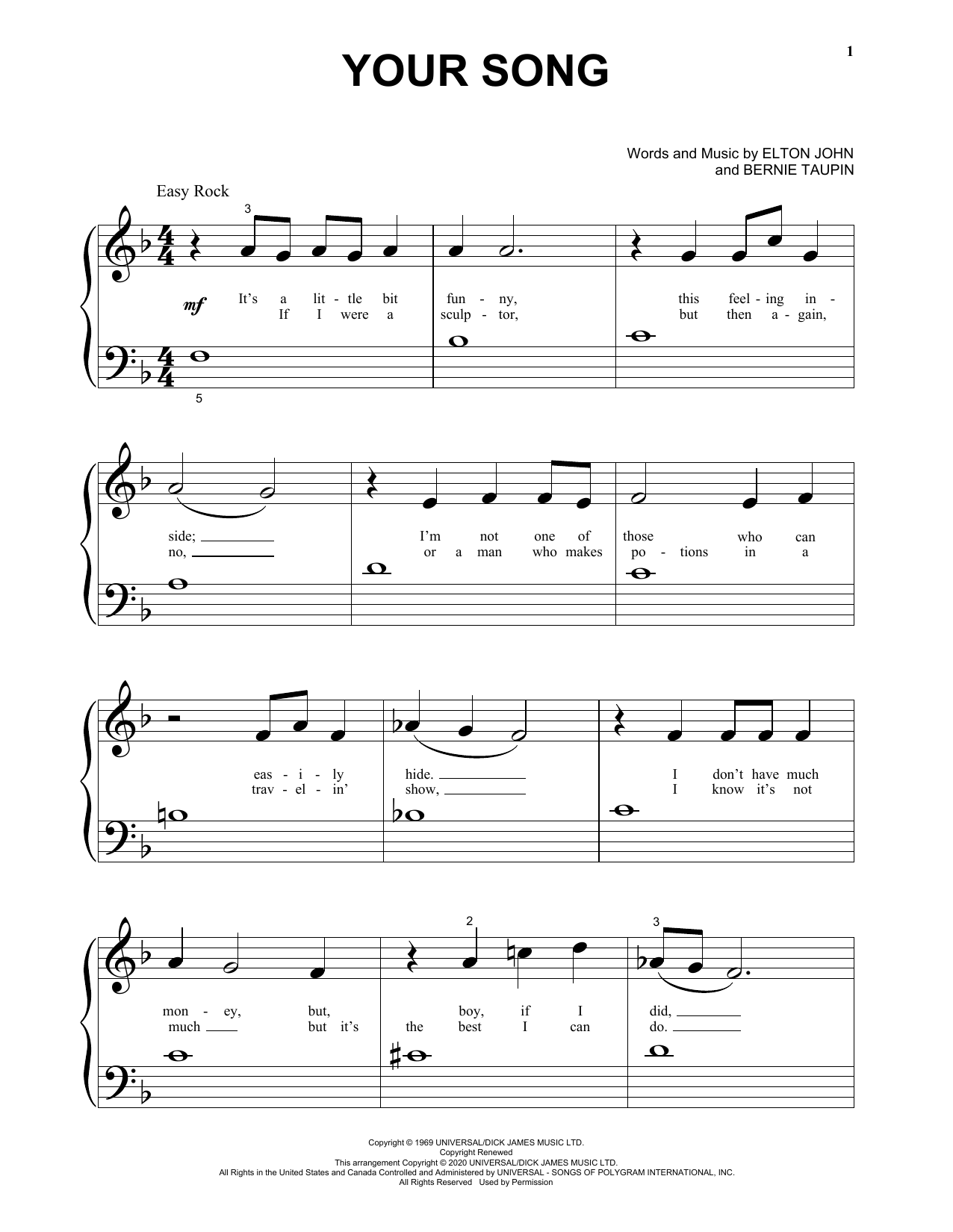 your song piano sheet