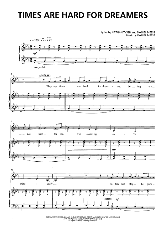 amelie piano sheet