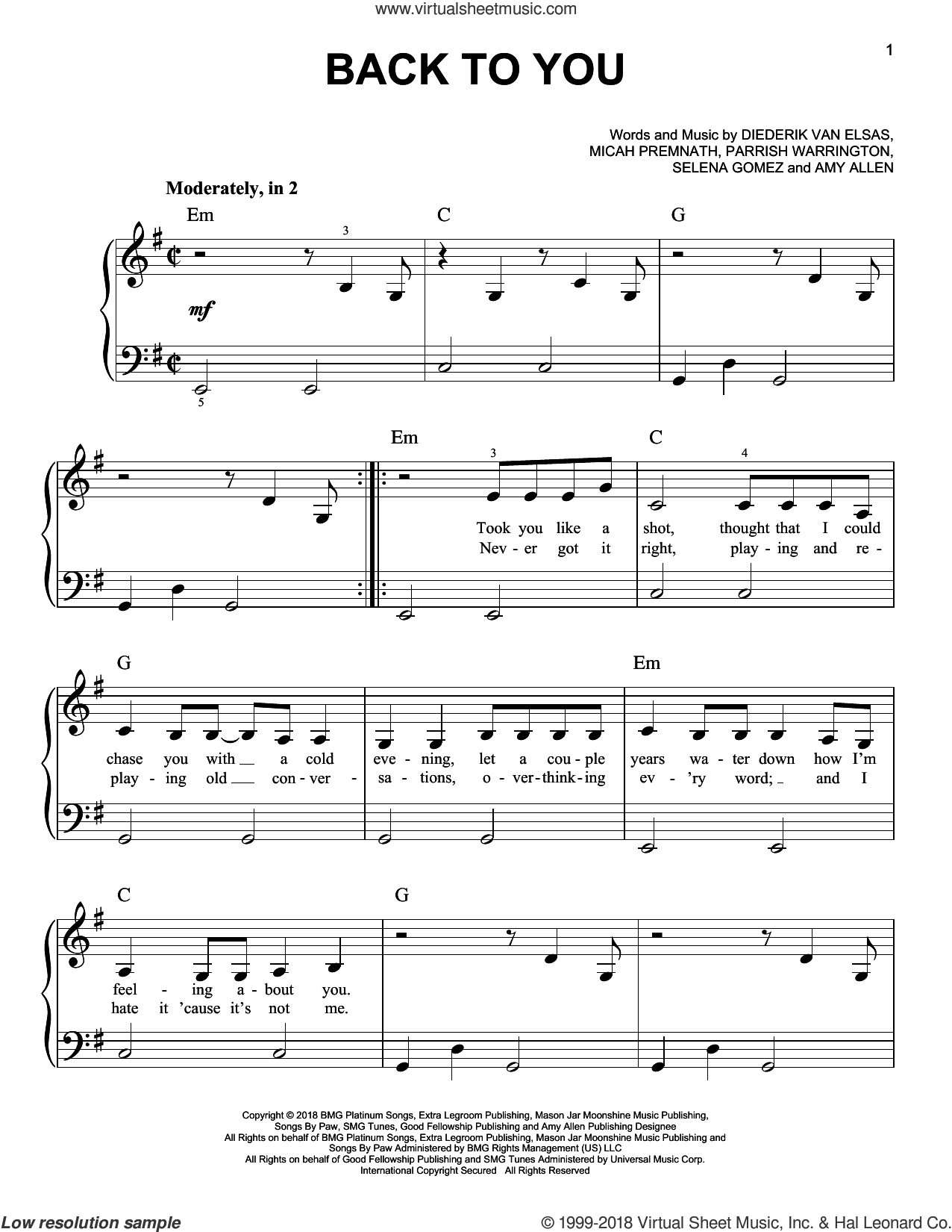 back to black piano sheet music