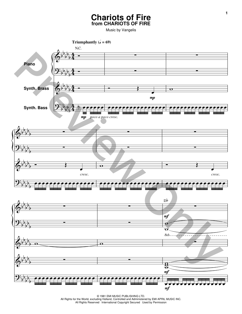 chariots of fire piano sheet music