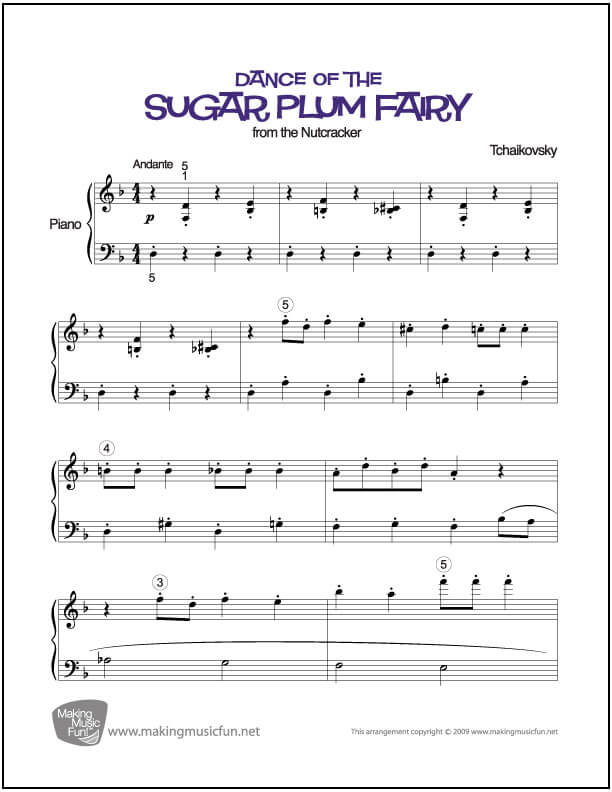 dance of the sugar plum fairy piano sheet