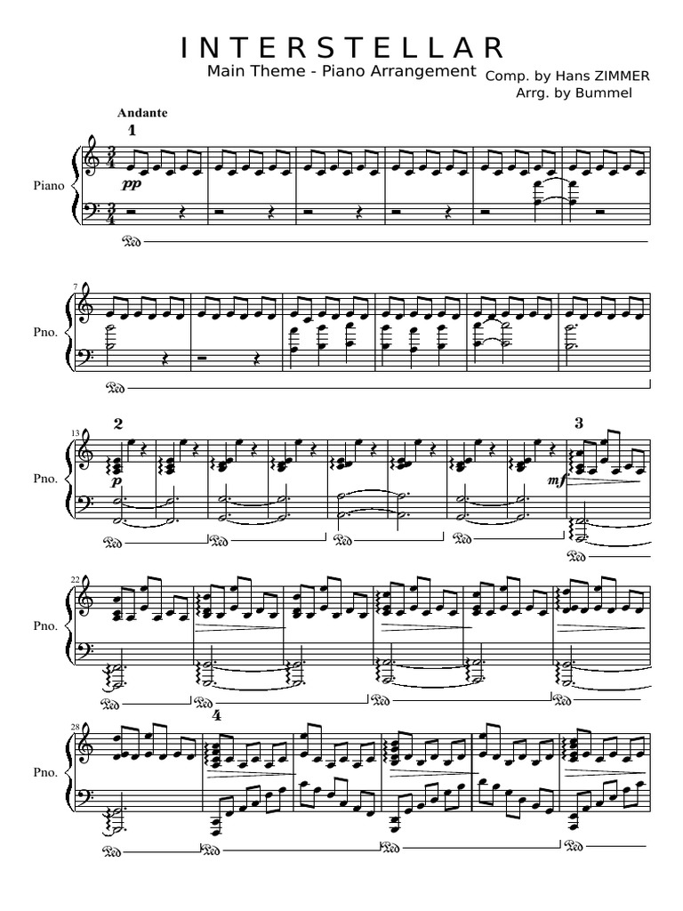 interstellar piano sheet