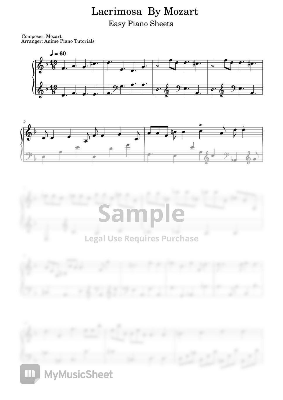 lacrimosa piano sheet