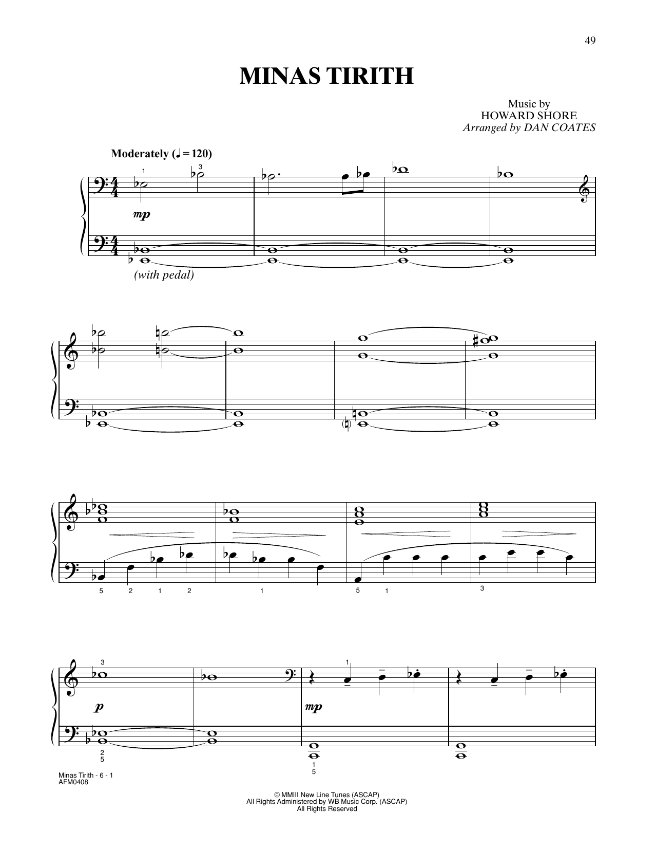 lord of the rings piano sheet music