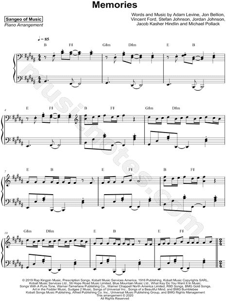 memories piano sheet