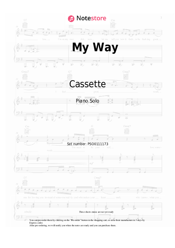 my way piano sheet music