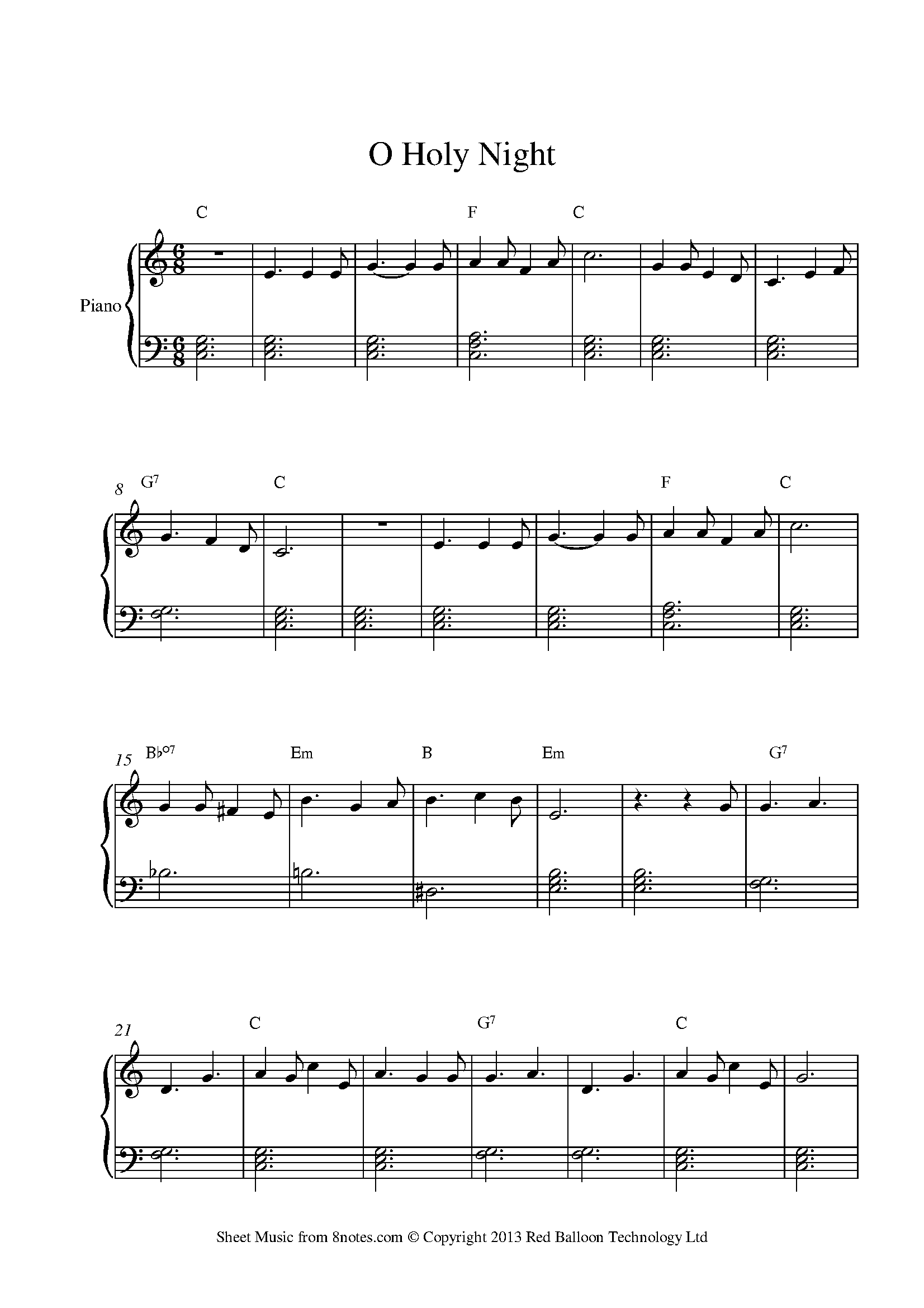 oh holy night piano sheet music
