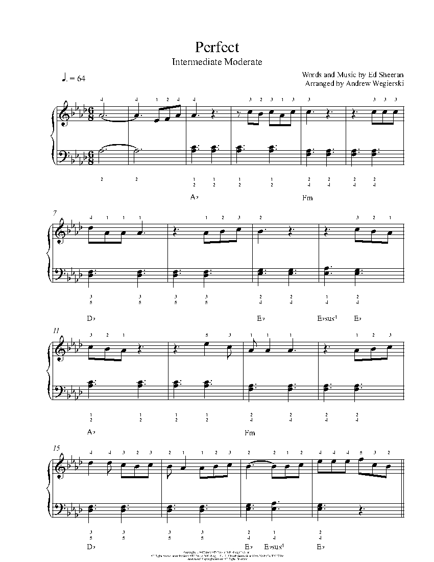 perfect ed sheeran piano sheet music
