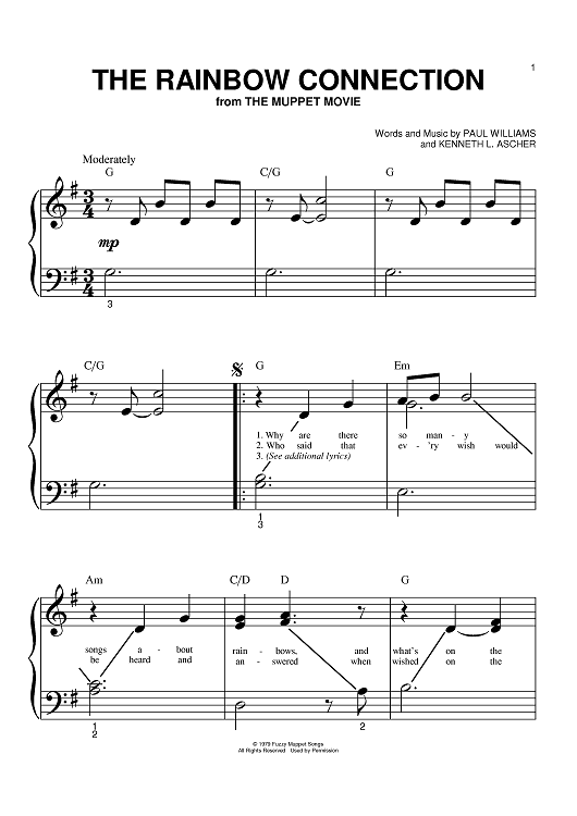 rainbow connection piano sheet music