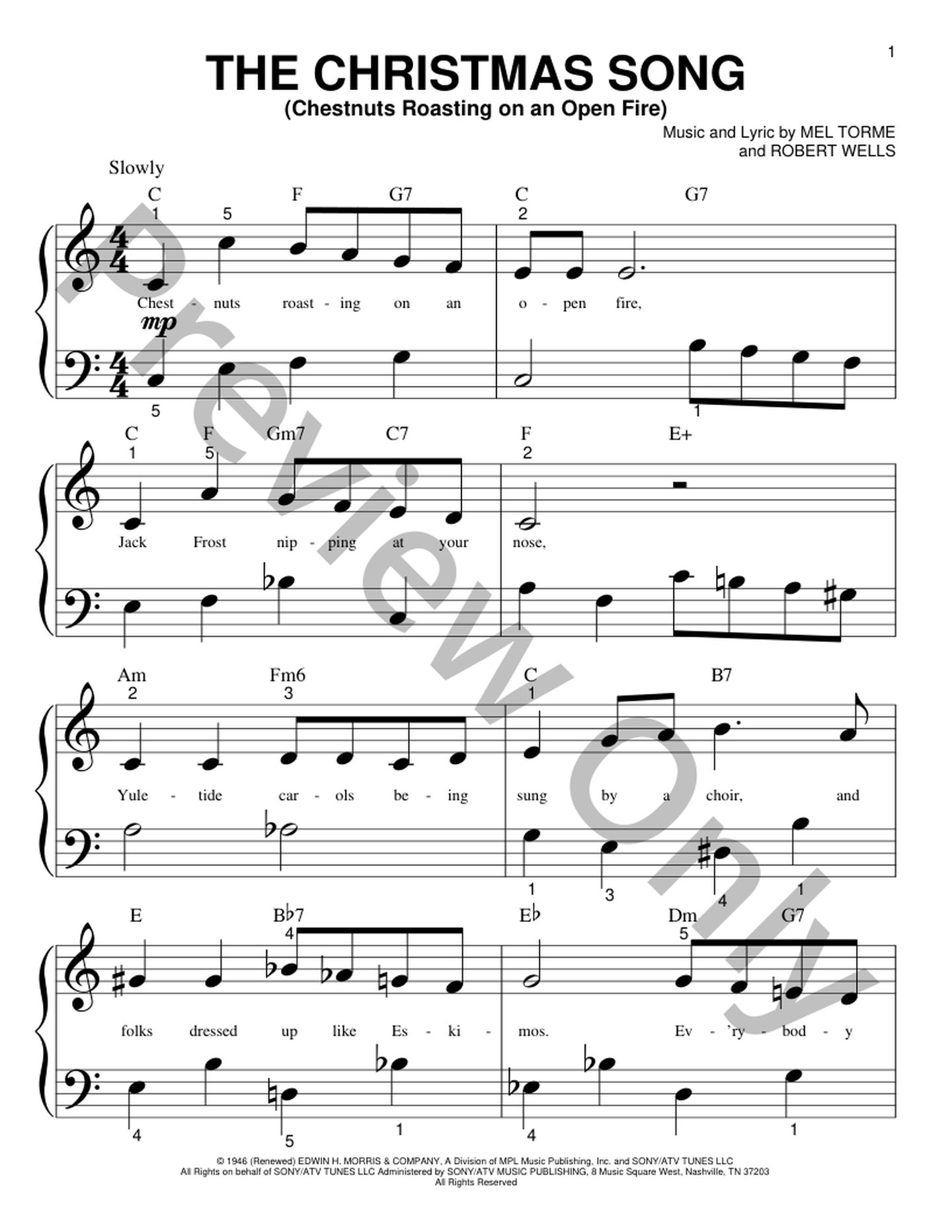 the christmas song piano sheet music