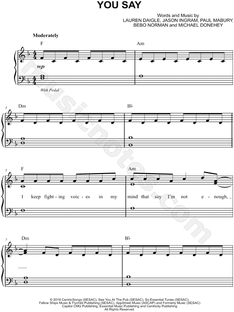you say piano sheet music