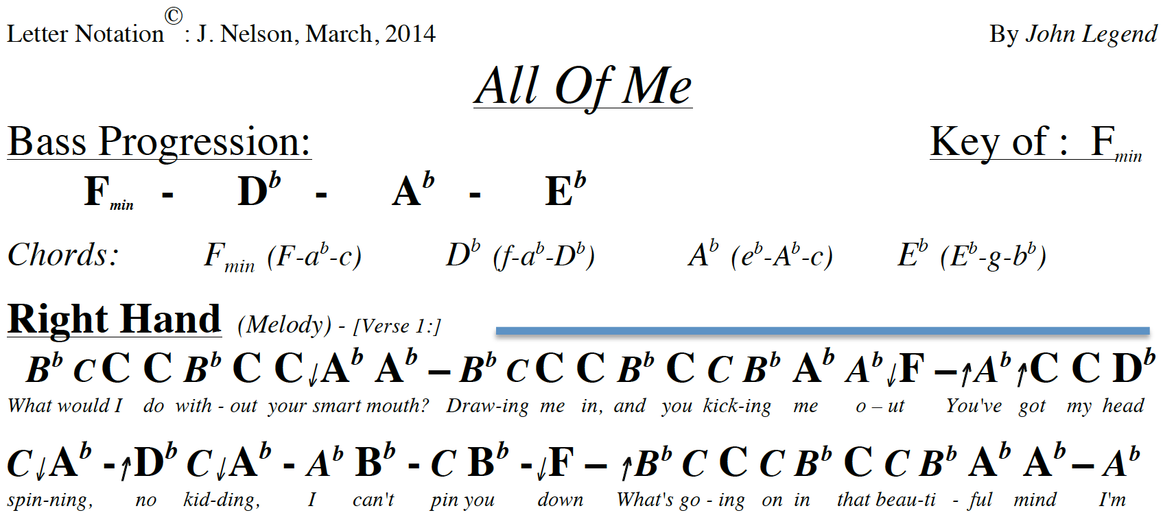 all of me piano letters