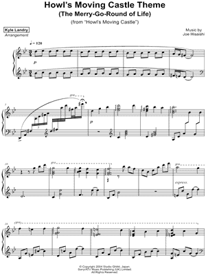 howl's moving castle theme piano sheet music