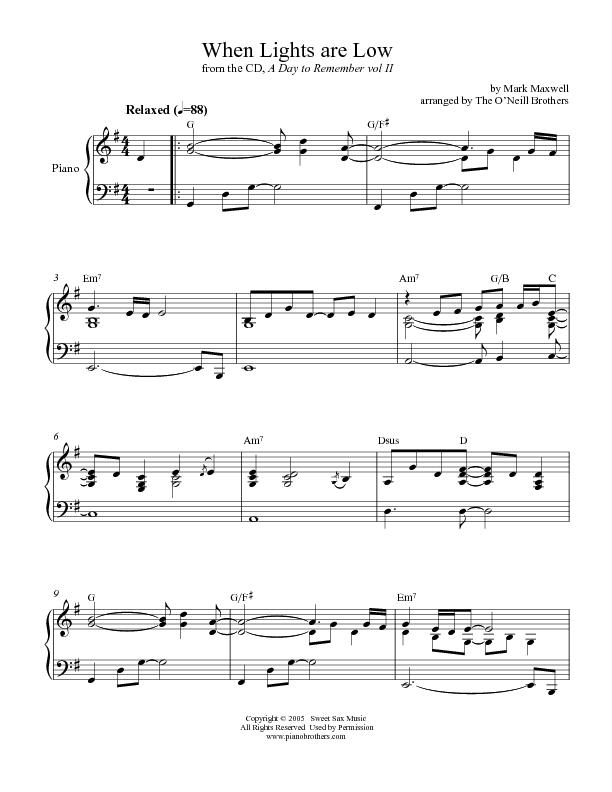 lights are on piano sheet music