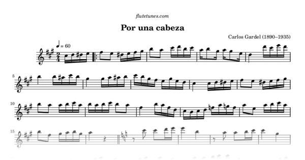 por una cabeza piano sheet