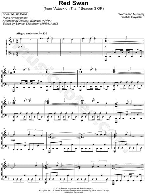 red swan piano sheet music