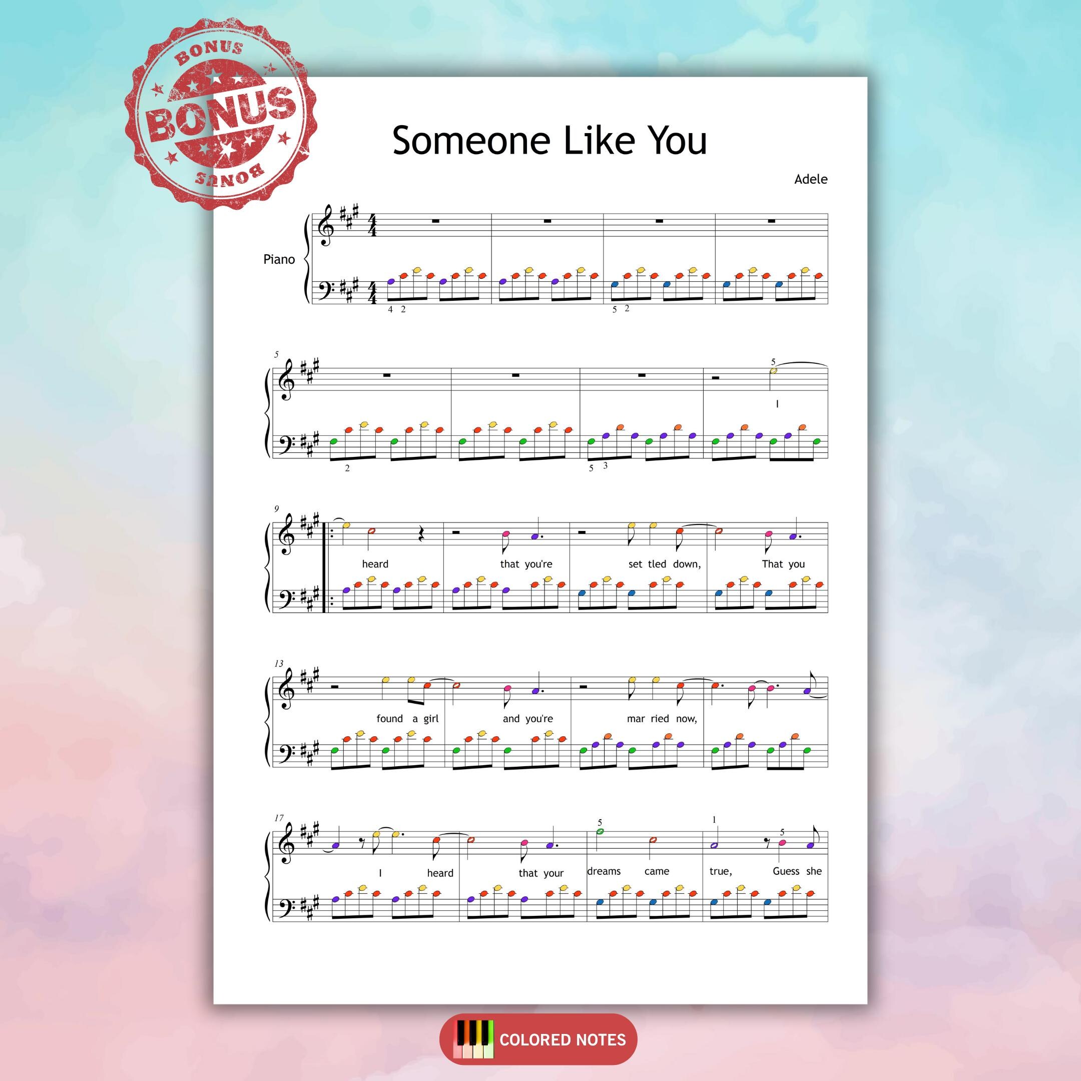 someone like you piano notes