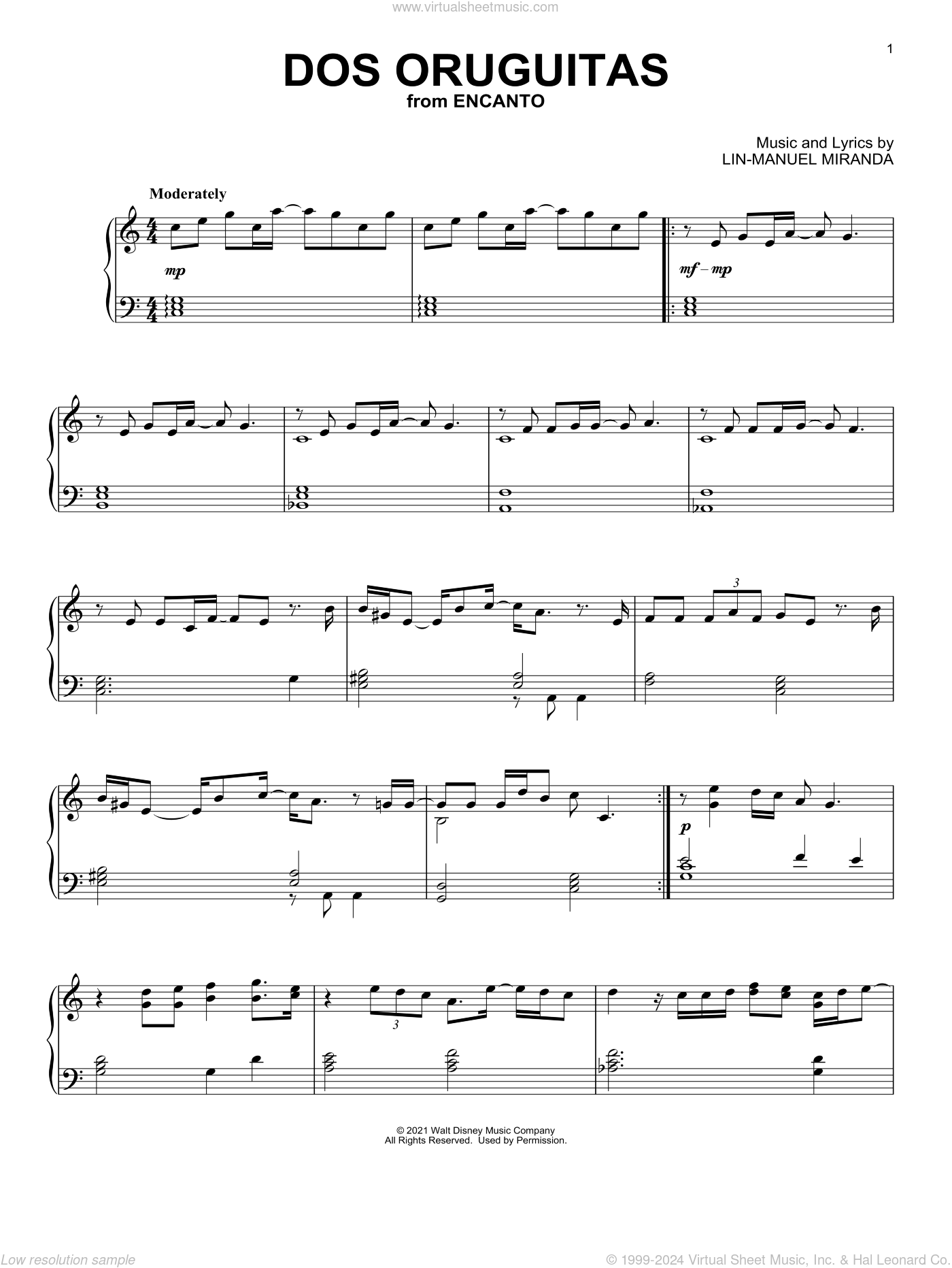 dos oruguitas piano sheet music