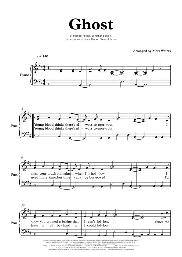 ghost piano sheet music