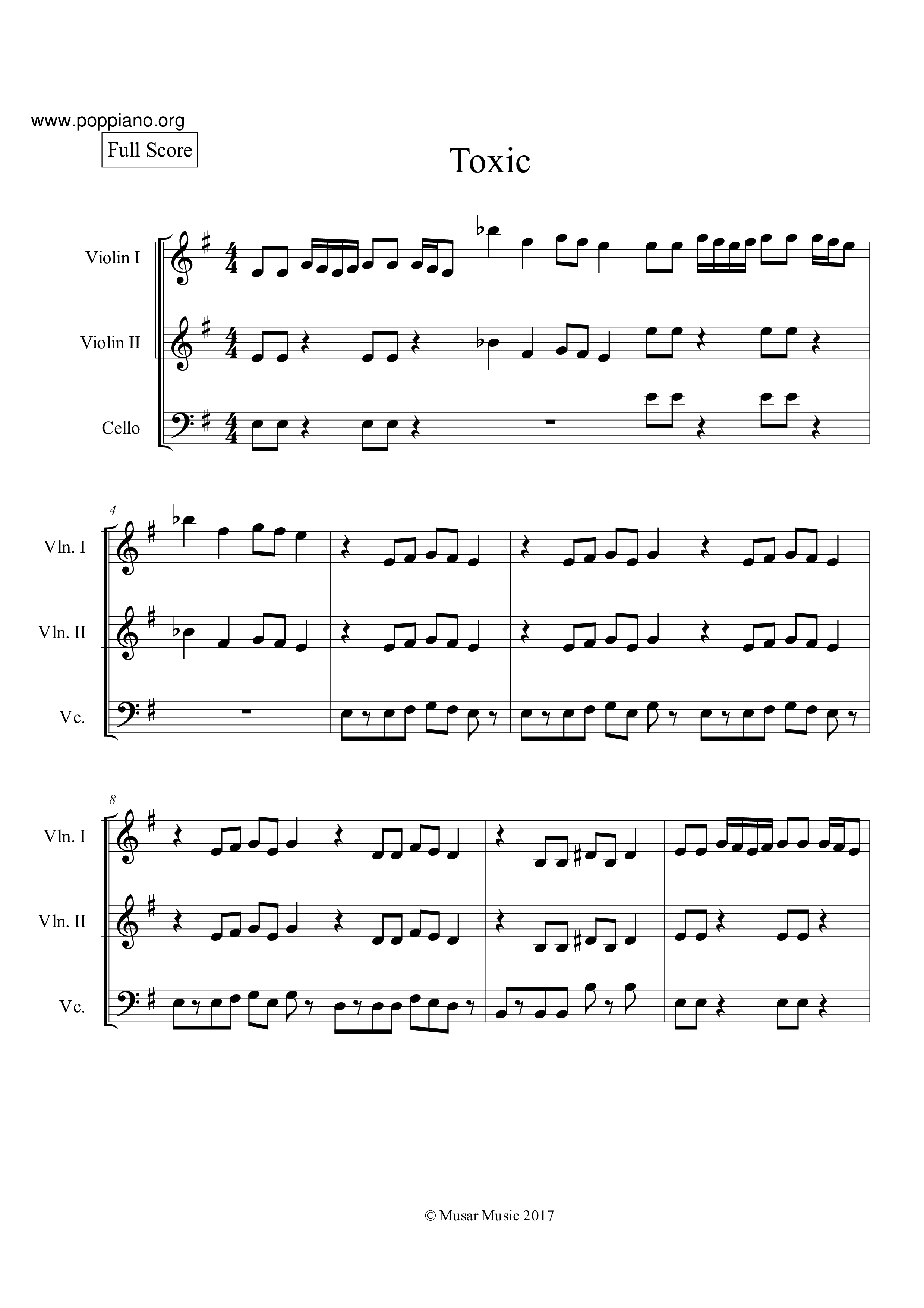 toxic piano sheet music