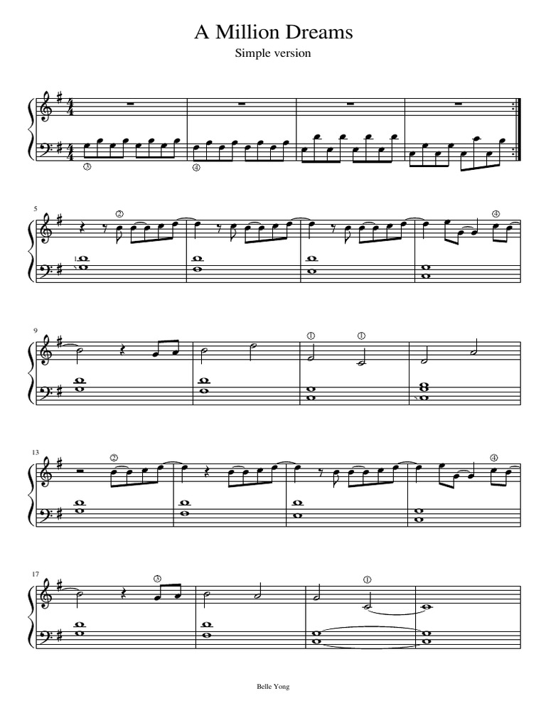 a million dreams piano sheet