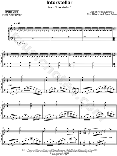 interstellar theme piano sheet