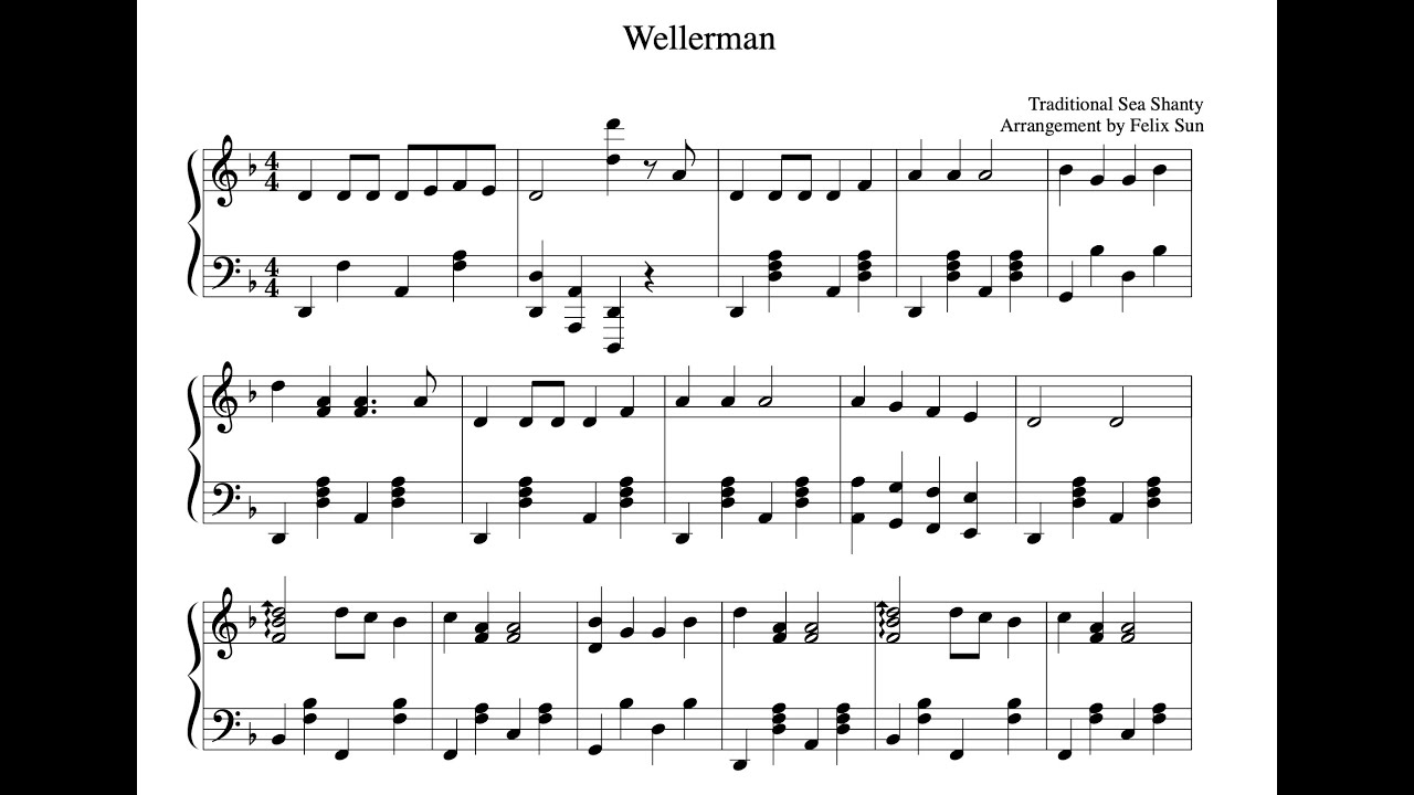 wellerman piano sheet