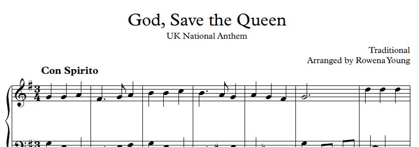 god save the queen piano sheet music