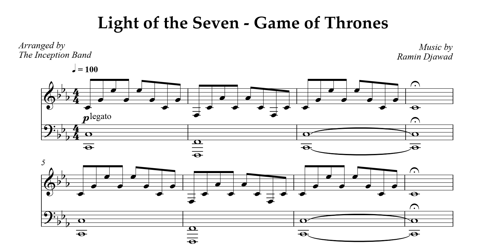 light of the seven piano sheet