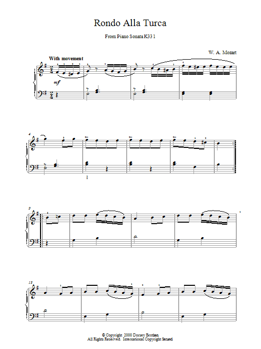 rondo alla turca piano sheet