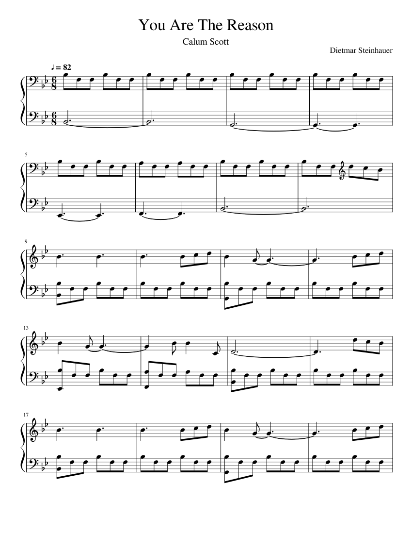you are the reason piano sheet